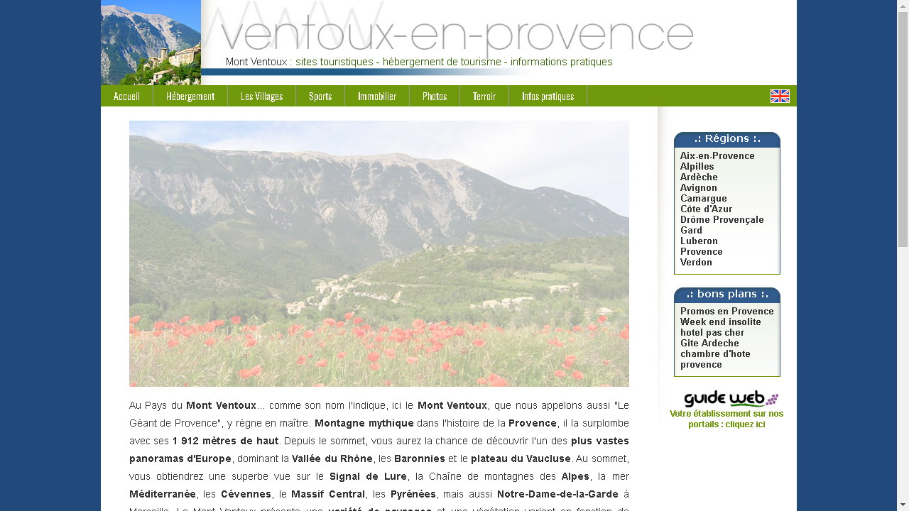 Capture d'écran de http://www.ventoux-en-provence.com/